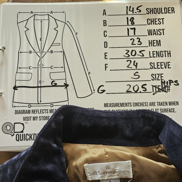 SOFT SURROUNDINGS Velvet Navy Button Down Gorgeous Jacket~Size S - Picture 9 of 9